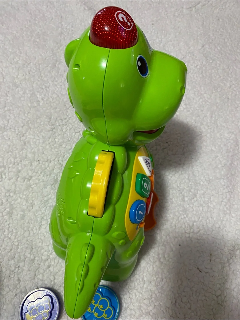 Interactive Green Dino Learning Toy with Lights and Buttons